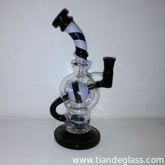 China Double Egg Glass Bongs Recycler Oil Rig Glass Water Pipes Colorful Pipes Bongs supplier