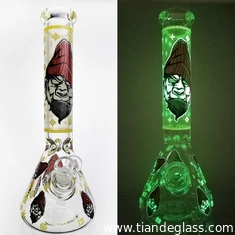 China Bong Glass Water Pipe Hookah 9mm 14inch Bongs With Luminous Stickers supplier