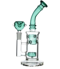 China Recycler Bubbler Glass Bongs Hookahs Water Pipe Dab Rig With 14.4 Mm Bowl Joint supplier