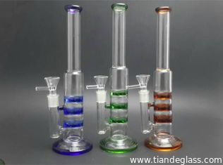 China High-quality Cheap Chinese Popular glass bongs 3 cyclone disc perc color mouthpiece Wp026 supplier