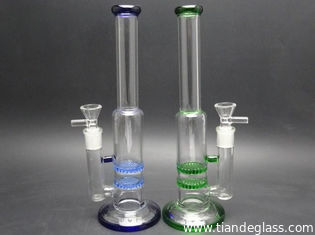 China High-quality Cheap Chinese Popular glass bongs 2 honey disc perc color mouthpiece Wp030 supplier