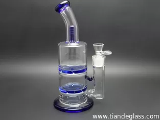 China High-quality Cheap Popular glass bongs 2 cyclone perc splash guard glass oil rigs Wp064 supplier