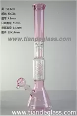 China Best bong for sale glass bongs 3 ice notches double spiral glass beaker water pipe Wp098 supplier