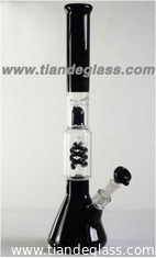 China Best bong for sale glass bongs 3 ice notches double spiral glass beaker water pipe Wp107 supplier