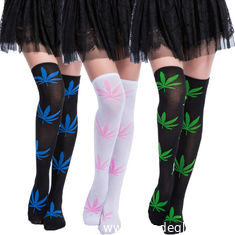 China Wholesale Cannabis leaf Hemp leaf Weed leaves pattern Weed Socks Knee length cannabis 420 wear for distributor supplier