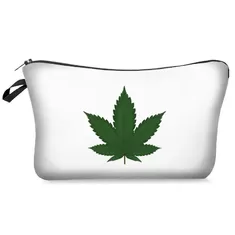 China Cannabis Leaf Weed Leaves Pad Digital Print White Green Hemp Leaf Herb Leaf Dressing Bag Weed White Dressing Bag supplier