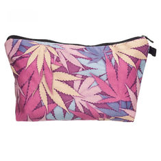 China Pink Smoke Weed Makeup Bag Storage Bag Small Storage Bag Cannabis Leaf Pattern Marijuana makeup bag Weed makeup bag supplier