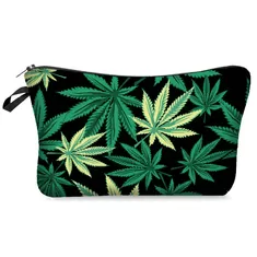 China Marijuana Hemp Weed Leaf Cosmetic Makeup Smoke Weed Makeup Bag Storage Bag Pencil Bag Case Clutch Pouch Purse Zipper Han supplier