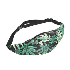 China Weed Leaf Marijuana Hemp Pot Printed Unisex Marijuana Weed Leaf Cannabis single   Shoulder Bag Marijuana fanny pack supplier