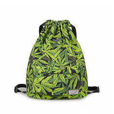 China Drawing Rope Shoulder Bag Marijuana Leaf Backpack Cannabis Weed Bookbag Backpack Waterproof Sports Outdoor Sports Bag supplier