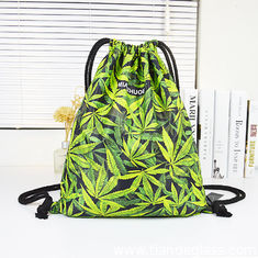 China Weed Drawstring Bags Cannabis Weed Marijuana Leaf Waterproof Bags Drawstring Smoking Weed Pot Shit Drawstring Weed Bags supplier