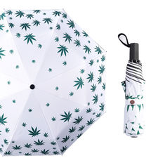 China Marijuana Cannabis Hemp Leaf Umbrella Compact Folding Rain Shield Accessory Protection Windproof Lightweight Umbrella supplier
