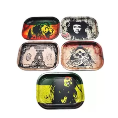 China RAW Bob Marley Rolling Tray Metal Tobacco Rolling Tray with 18*14*1.5CM Handroller Roll Case Tobacco Storage Tray supplier