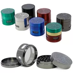 China Smoke Crusher 63MM Zinc Alloy 4 Piece Labyrinth Side Window Mill  Tobacco Grinders Herb Grinder Tobacco Grinders Herb supplier