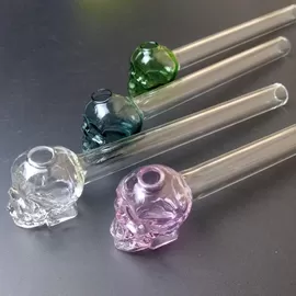 Colorful Great Pyrex 5.5''skull Glass Oil Burner Pipe Thick color Glass for oil rigs glass water pipe supplier