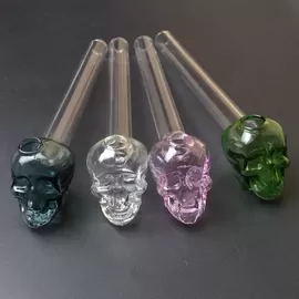 Colorful Great Pyrex 5.5''skull Glass Oil Burner Pipe Thick color Glass for oil rigs glass water pipe supplier