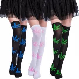 Wholesale Cannabis leaf Hemp leaf Weed leaves pattern Weed Socks Knee length cannabis 420 wear for distributor supplier