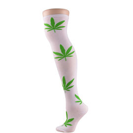 Wholesale Cannabis leaf Hemp leaf Weed leaves pattern Weed Socks Knee length cannabis 420 wear for distributor supplier