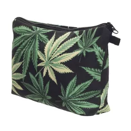 Marijuana Hemp Weed Leaf Cosmetic Makeup Smoke Weed Makeup Bag Storage Bag Pencil Bag Case Clutch Pouch Purse Zipper Han supplier