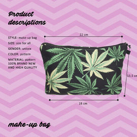 Marijuana Hemp Weed Leaf Cosmetic Makeup Smoke Weed Makeup Bag Storage Bag Pencil Bag Case Clutch Pouch Purse Zipper Han supplier