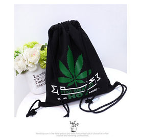 MARIJUANA Drawstring Bag Gym Sack Fun Cannabis Leaf Smoke Smoking Weed Pot Shit Kush Drawstring Weed Bag supplier