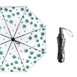 Marijuana Cannabis Hemp Leaf Umbrella Compact Folding Rain Shield Accessory Protection Windproof Lightweight Umbrella supplier