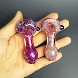 Mini Pyrex Glass Pipes Oil Burner Pipe Smoking Accessories Beautiful Colored 3D Pink Purple Glass Spoon Pipe Hand Pipes supplier