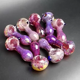 Mini Pyrex Glass Pipes Oil Burner Pipe Smoking Accessories Beautiful Colored 3D Pink Purple Glass Spoon Pipe Hand Pipes supplier