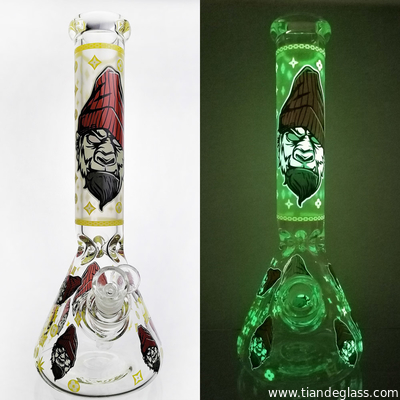 Bong Glass Water Pipe Hookah 9mm 14inch Bongs With Luminous Stickers supplier