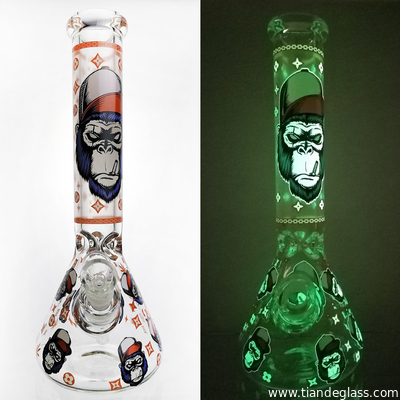 Bong Glass Water Pipe Hookah 9mm 14inch Bongs With Luminous Stickers supplier