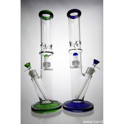 Glass Bong Waterpipe Showerhead Dome Percs Water Pipes 15 Inch Straight Tube Bongs 14mm Bowl supplier