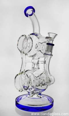 Bongs Dab Rig Recycler Hookahs Glass Bong Water Pipe With 14mm Bowl Piece Pink Blue Purple supplier