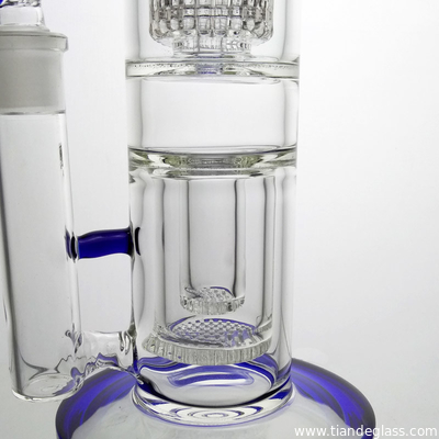 Glass Bong Green/ Blue with Bucket Dome Percolator Oil Rig Bongs18mm Bowl Big Water Pipe supplier