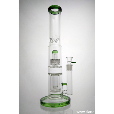 Glass Bong Green/ Blue with Bucket Dome Percolator Oil Rig Bongs18mm Bowl Big Water Pipe supplier