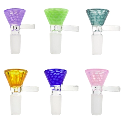 Thick Glass Bong Slides with Handle Bowl Funnel Male Hourglass Colorful 14mm Smoking Accessories supplier