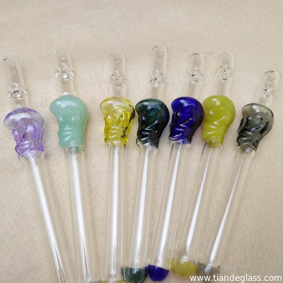 5 Inch One Hitter Skull Colored Glass Pipes Glass Taster Cigarette Filters Oil Burner Pipe supplier